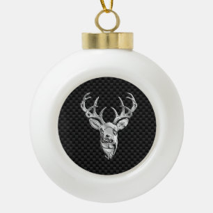 Boule En Céramique Cerf d'argent sur le décor de fibre de carbone