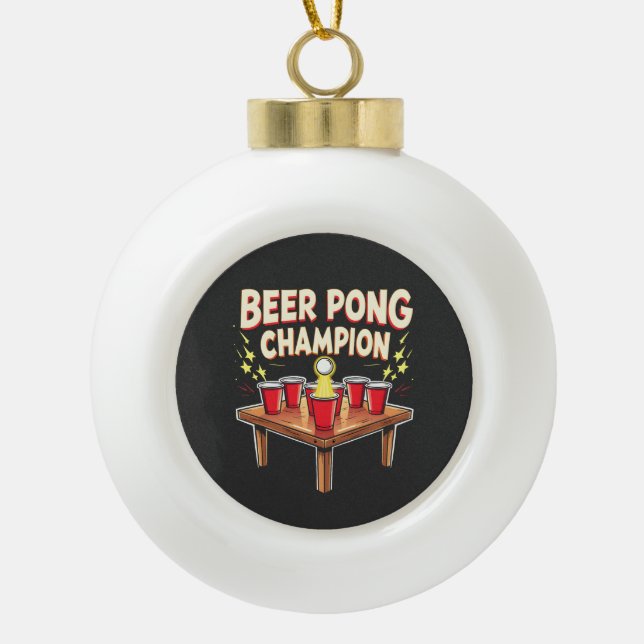 Boule En Céramique Champion de la bière Pong Ping Pong Boire (Devant)