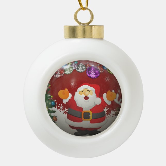 Boule En Céramique Chanter le Père Noël (Devant)