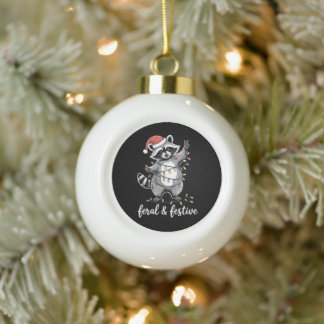 Boule En Céramique Chapeau de Santa Chien de Renne de Noël Sauvage et