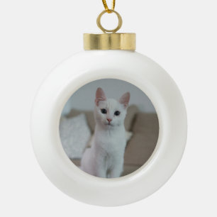 Boule En Céramique chat blanc Zazzle_Growshop.