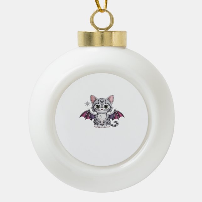 Boule En Céramique chatte brodée T-shirt classique (Devant)