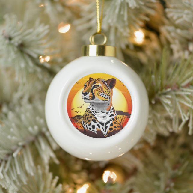 Boule En Céramique Cheetah African Feline Wild Animal (Arbre)