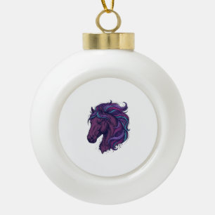 Boule En Céramique Chemise d'art de tête de cheval colorée gravée vin