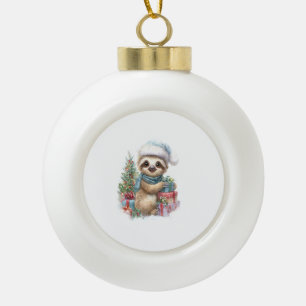 Boule En Céramique Chemise de paresseux safari Noël Santa