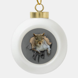 Boule En Céramique Chemise déchirée Écureuil en céramique Bal Noël Or