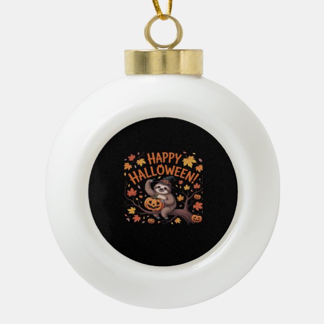 Boule En Céramique Chemise T-Shirt de la fête d'Halloween de Sloth (Devant)