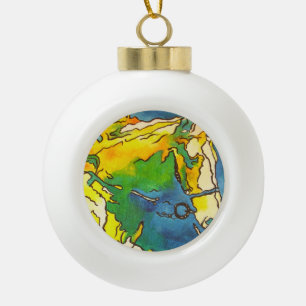 Boule En Céramique "Cheval et Bridle Colorée Black Outline Art" #ho
