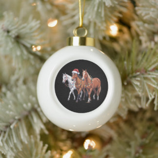 Boule En Céramique Chevaux de Noël Chapeau du Père Noël Lumières de N
