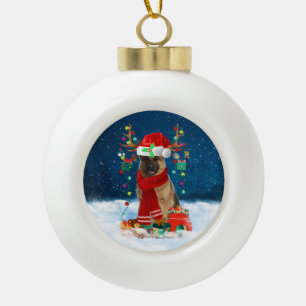 Boule En Céramique Chien berger allemand avec cadeaux de Noël
