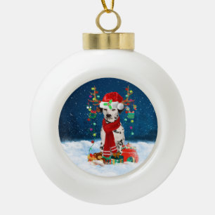 Boule En Céramique Chien dalmate avec cadeaux de Noël