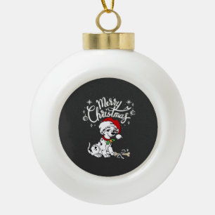 Boule En Céramique Chien Dalmatien En Bas Âge Avec Chapeau De Noël