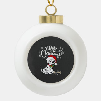 Boule En Céramique Chien Dalmatien En Bas Âge Avec Chapeau De Noël 
