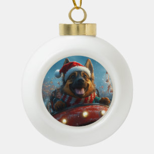 Boule En Céramique Chien de berger belge Montagnes russes Noël