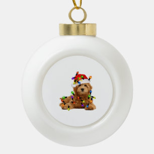 Boule En Céramique Chien de Père Noël Goldendoodle