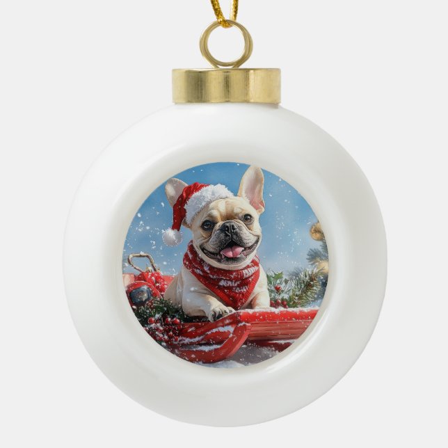 Boule En Céramique Chien de taureau français dans la boue Laisser pas (Devant)