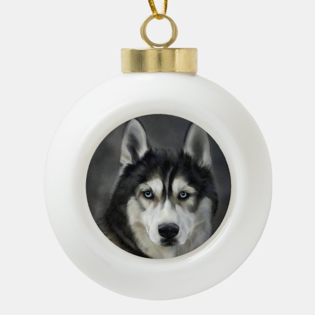 Boule En Céramique Chien Husky Gros Chien Animal Animateur Animé (Devant)