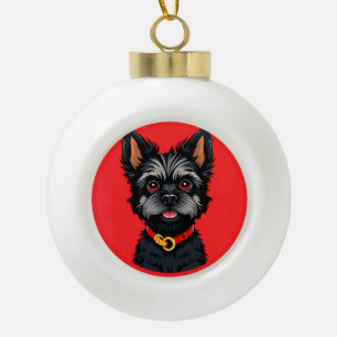 Boule En Céramique Chien Mignon Avec un Collier Coloré
