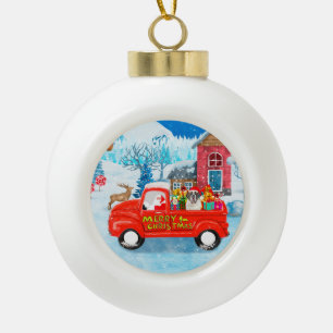 Boule En Céramique Chien Saint-Bernard Camion de livraison de Noël so