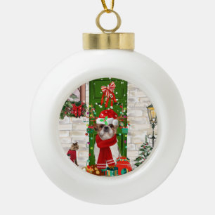 Boule En Céramique Chih Tzu Chien Noël