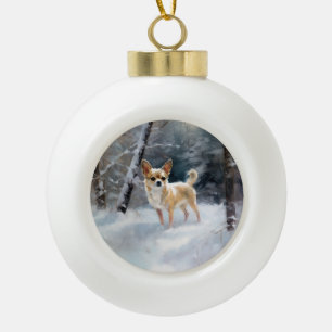 Boule En Céramique Chihuahua Laisser neiger Noël