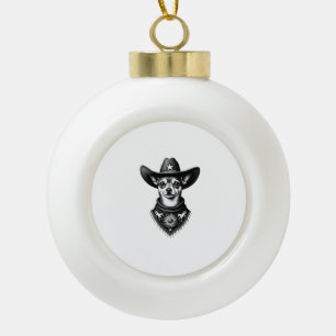 Boule En Céramique Chihuahua vintage style cow-boy gravure western D