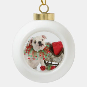 Boule En Céramique Chiot de Noël - séance anglaise de chiot de