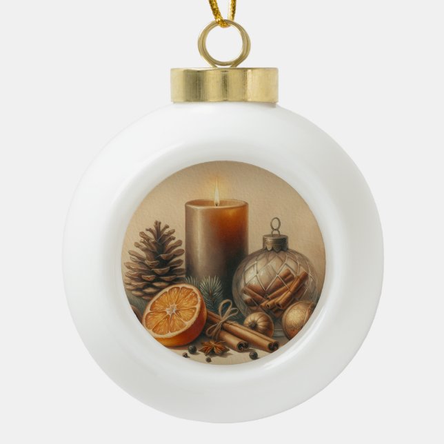 Boule En Céramique Christmas Candle Art (Devant)