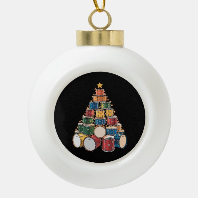 Boule En Céramique Christmas Tree Drummer Music Holiday Drummer Band (Devant)