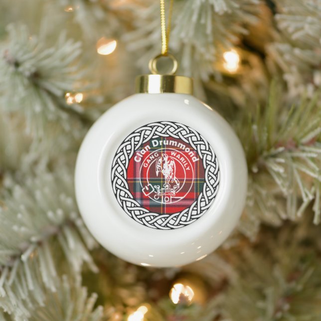 Boule En Céramique Clan écossais Drummond Tartan et Crest (Arbre)