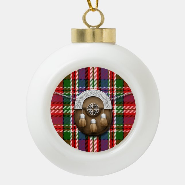 Boule En Céramique Clan MacFarlane Red Tartan Et Sporran (Devant)