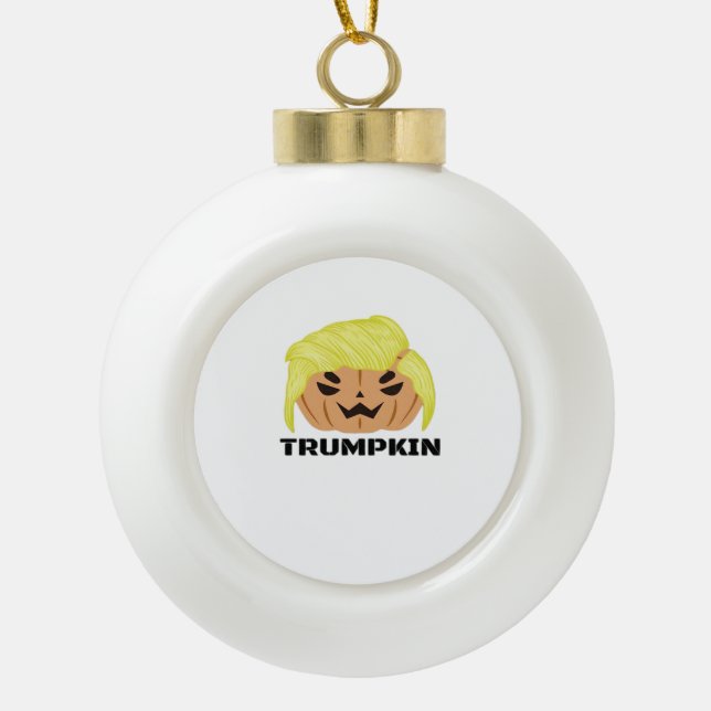 Boule En Céramique Classique de Trumpkin d'Halloween (Devant)
