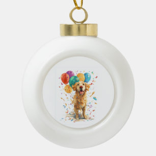 Boule En Céramique Clown Retriever � Chien de Cirque avec Ballons