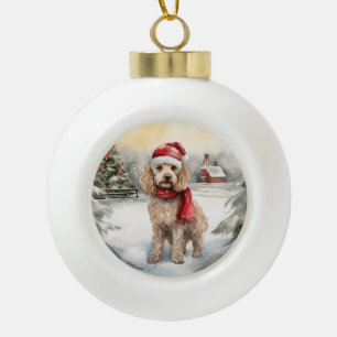 Boule En Céramique Cockapoo Dog in Snow Christmas