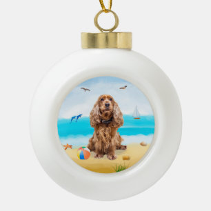 Boule En Céramique cocker spaniel Chien sur la plage
