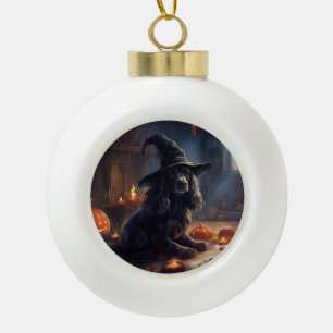 Boule En Céramique Cocker Spaniel Citrouilles Halloween effrayant