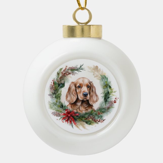 Boule En Céramique Cocker Spaniel Noël Wreath Festive Pup (Devant)