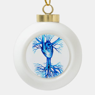 Boule En Céramique Coeur bleu