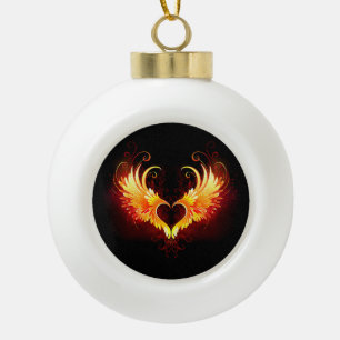 Boule En Céramique Coeur de feu ange avec ailes