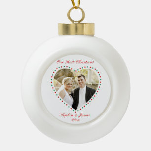 Boule En Céramique Coeur Premier Noël Ensemble Bal Ornament