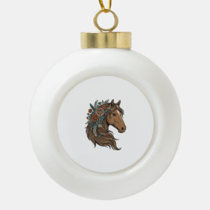Boule En Céramique Conception de vecteur de tête de cheval floral vin