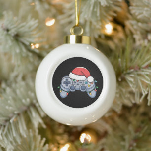Boule En Céramique Contrôleur de jeu vidéo Noël Santa Hat Gamer