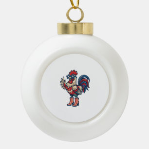 Boule En Céramique Coq Patriotique en Talons Hauts Chemise Gravure Vi