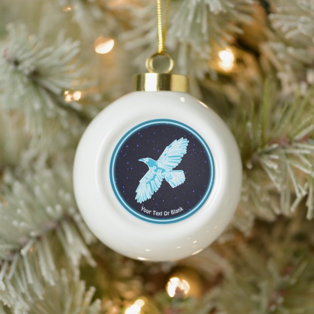Boule En Céramique Corbeau bleu sur étoiles (Arbre)