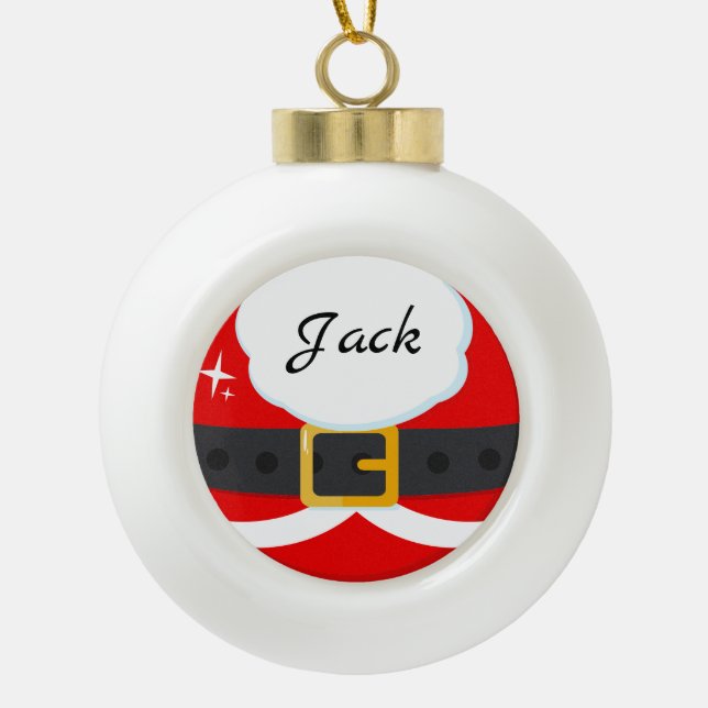 Boule En Céramique Costume du Père Noël avec nom (Devant)