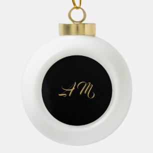 Boule En Céramique Couleurs d'or noir Monogramme Calligraphie initial