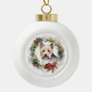 Boule En Céramique Couronne de Noël festive de Biewer Terrier