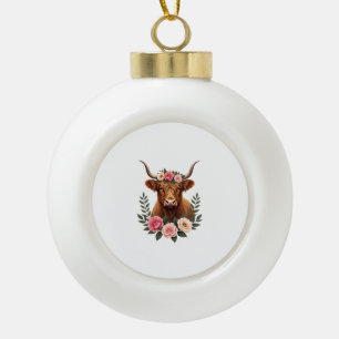 Boule En Céramique Couronne florale vintage Highland Cow Boho Farmhou