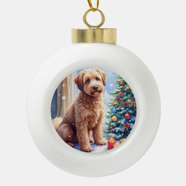 Boule En Céramique Cozy Christmas Bouvier des Flandres Art (Devant)