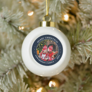 Boule En Céramique Créez votre propre photo de famille Noël personnel